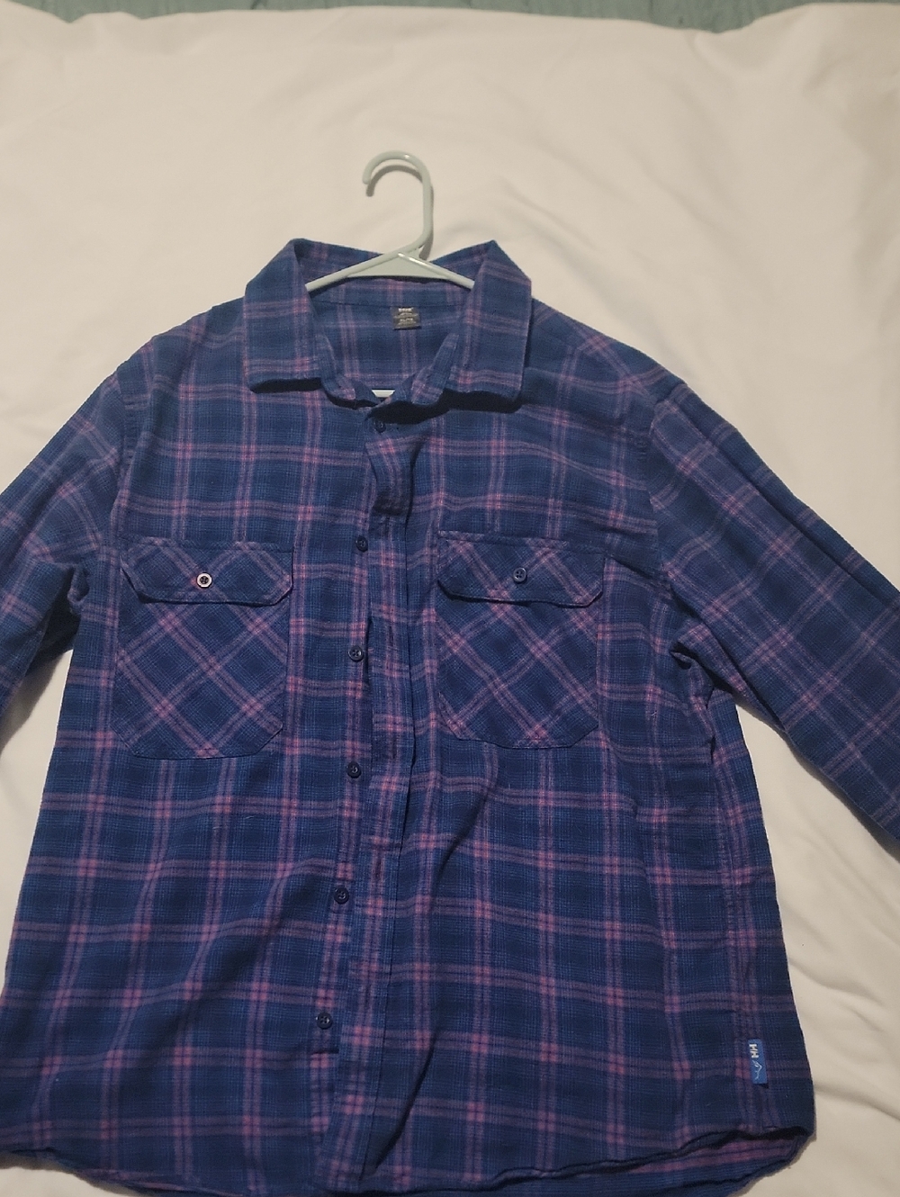 Helly Hansen Blue and Purple Plaid Button-Up Shirt